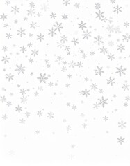 Silver Glitter Snowflakes Falling on White Background