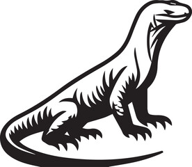 Komodo Dragon animal silhouette illustration on white background