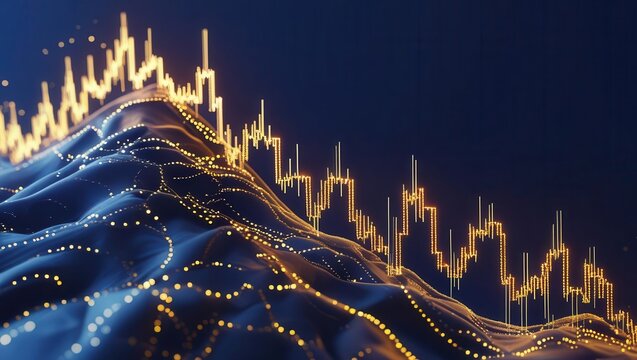 Analyzing financial data trends digital landscape infographic high-tech environment abstract viewpoint