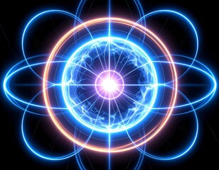 Obraz premium Abstract Energy Sphere with Blue and Orange Glow