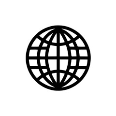 Minimal Black Line Globe Icon for Global and Internet Concepts