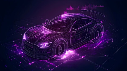 Futuristic Purple Glowing Car Abstract Digital Illustration