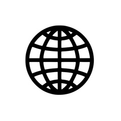 Minimal Black Line Globe Icon for Global and Internet Concepts