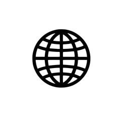 Minimal Black Line Globe Icon for Global and Internet Concepts