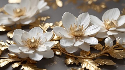Golden Floral Elegance A Symphony of White and Gold