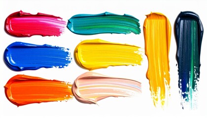 Naklejka premium Vibrant Colorful Paint Strokes on White Background