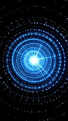 Abstract Blue Energy Explosion with Glowing Circles
