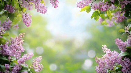 1.Idyllic Spring Background with Blossoming Lilac Bushes