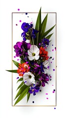 Colorful floral bouquet in frame