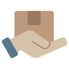 Hand Holding Box Flat Icon, Logistic Company Flat Design icon Concept