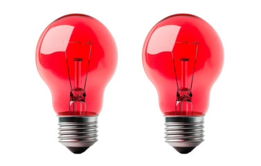 Two red light bulbs isolated on a transparent background