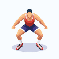 Obraz premium wrestling Stylized Isometric Vector Illustration with Smooth Line Art and Flat Colors