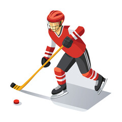 Obraz premium icehockey Stylized Isometric Vector Illustration with Smooth Line Art and Flat Colors