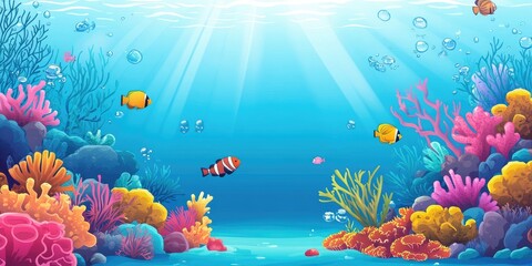 Colorful underwater coral reef scene