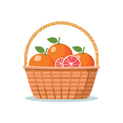 Grapefruit in a basket Flat Vector Art with Clean Design and Minimal Detailing
