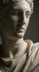 Close up of a marble sculpture of a woman art history classical sculpture greek statue ancient art face on transparent background