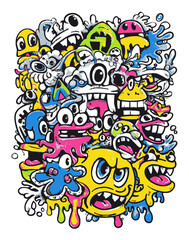 Fototapeta premium Colorful Abstract Vector Art with Playful Characters and Expressions