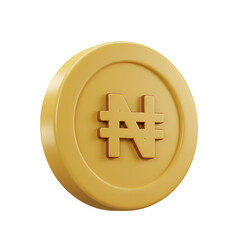 Obraz premium 3D Render of a Nigerian Naira Coin: A Golden Representation of Currency and Finance