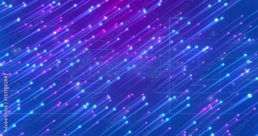 Aufkleber on start neon particles streaming diagonally across dark backdrop, visualizing continuous data flow