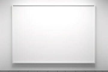Empty white art gallery frame against wall for artwork presentation mockup design