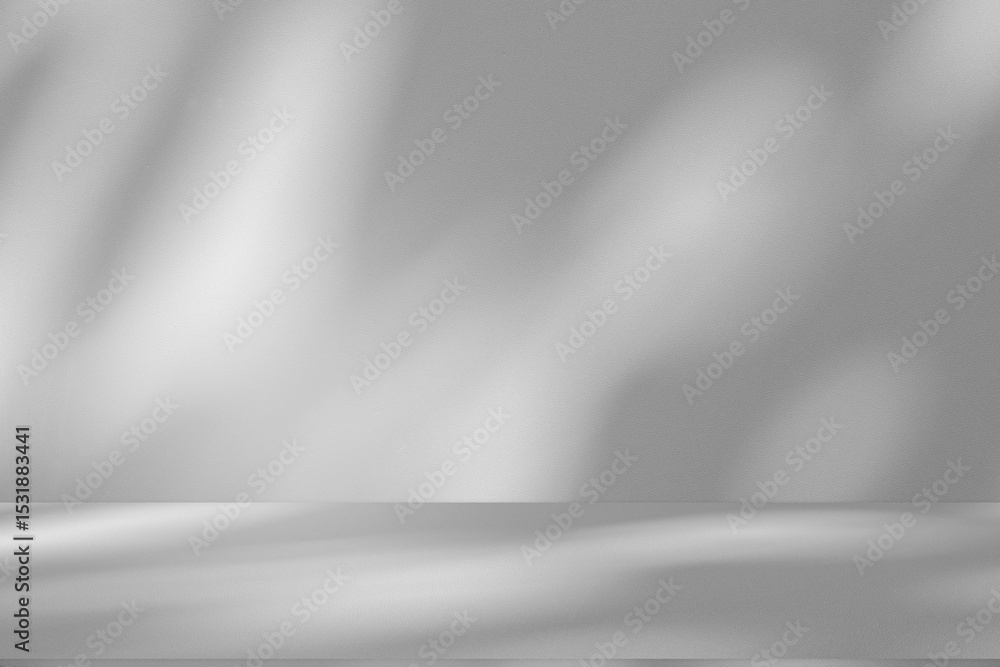 Poster Wall interior background, studio and backdrops show products.with shadow from window color white and grey. background for text insertion and presentation product	
