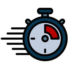 Stopwatch Outline Flat Icon, Logistic Company Outline Flat Design icon Concept
