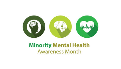 Minority mental health awareness month. National minority mental health awareness month of july. greeting card, poster with background. Vector illustration design.