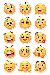 Obraz premium Set emoji ekspresif bergaya kartun 3D dengan wajah bulat lucu, pipi merah muda, dan beragam ekspresi lucu seperti tertawa, terkejut, menangis, cemberut, dan lainnya. Desain stiker yang cocok untuk apl