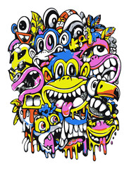 Colorful Abstract Vector Design of Playful and Whimsical Faces