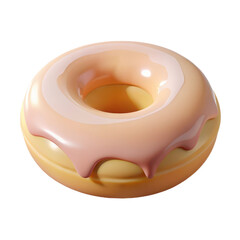 3d Glazed donut dessert illustration on transparent background