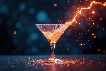 Dynamic cocktail splash bar setting drink photography nightlife atmosphere close-up view creative mixology concept