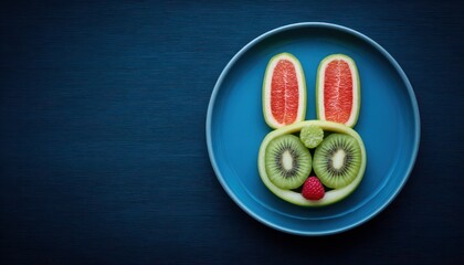 Colorful fruit rabbit on plate