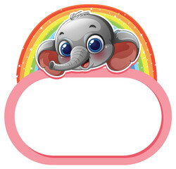 Cute Elephant with Rainbow Frame