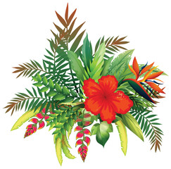 Tropical Floral Arrangement with Exotic Bird Plant