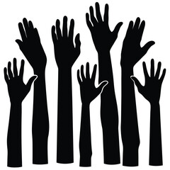 Reaching hands silhouette abstract vector graphic design