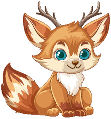 Cute Fantasy Creature with Antlers and Big Eyes