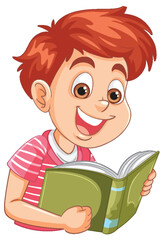 Happy Boy Reading a Book