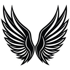 Minimalist dark outline angel wings design