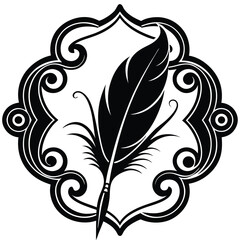 Minimalist vintage feather quill calligraphy design
