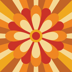 Vibrant sunburst flower petal design with circular pattern
