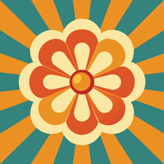 Vibrant sunburst flower petal design with red green and yellow