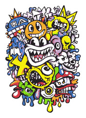 Fototapeta premium Colorful Abstract Vector Design with Cartoonish Characters and Emotions