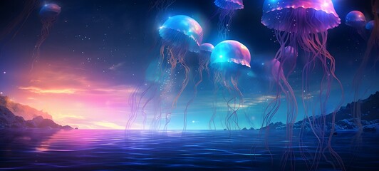 Galaxy Version of jellyfish world, ai generative
