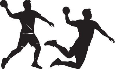 Handball player silhouette vector illustration