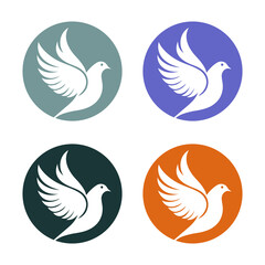 Dove Icons Set in Circular Frames