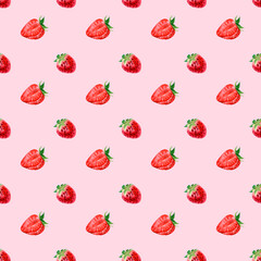 seamless pattern with watercolor strawberry, perfect for cute decorations and summer-themed designs