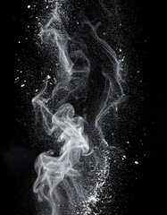 White Powder Explosion on Black Background