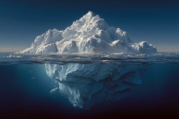 An huge floating iceberg in Antarctica with view from the bottom in water