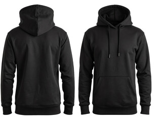 Stylish black hoodie front and back view.