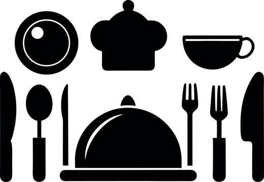 Restaurant and spoon frok and knife icon set 